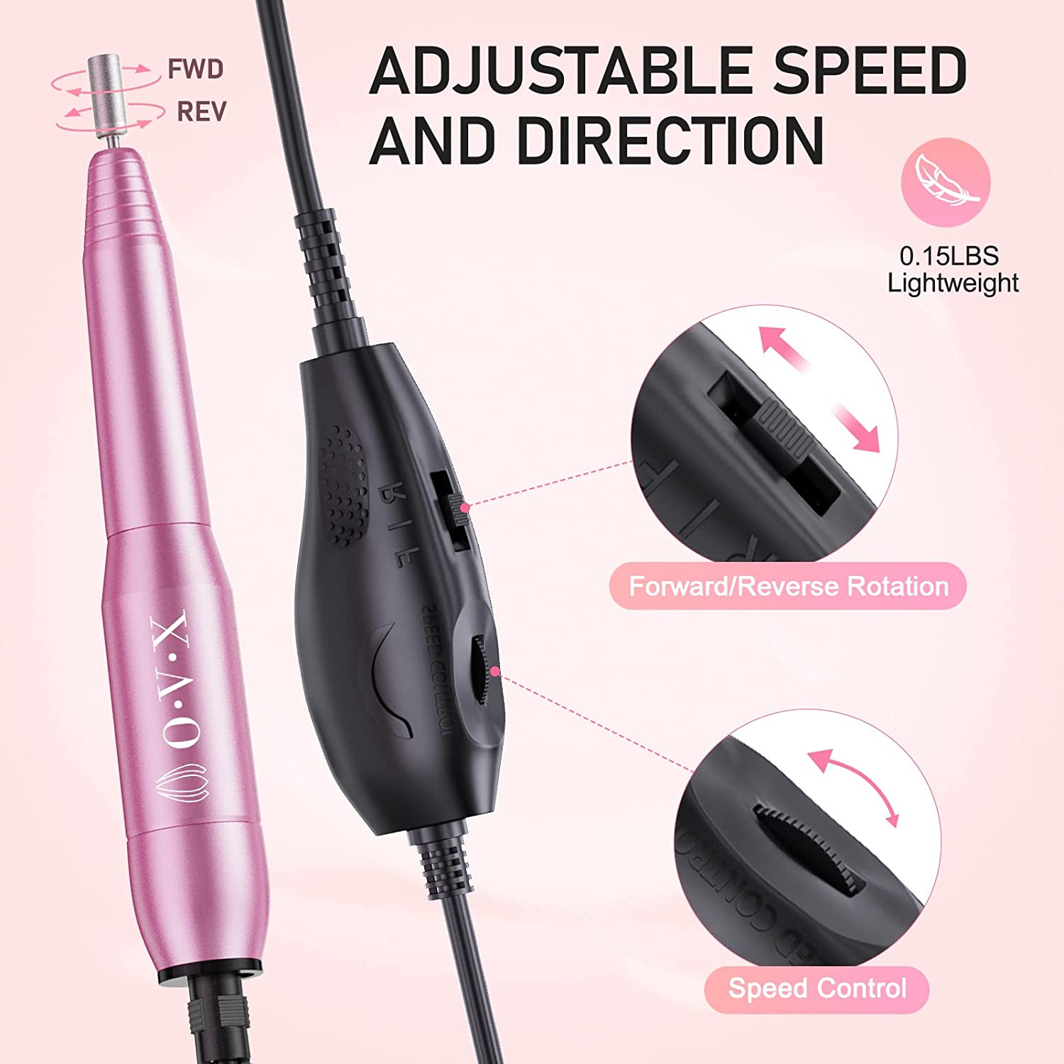 Portable Electric Nail Drill Machine, 20000RMP Nail Drills for Acrylic Nails Professional Manicure Pedicure Set Polishing Shape Tools with Nail Drill Bits,Sanding Bands and Brush(Gold Black) - Image 3